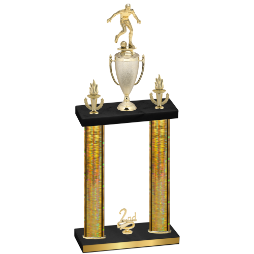 Double Gold Glacier Second Place Soccer Trophy