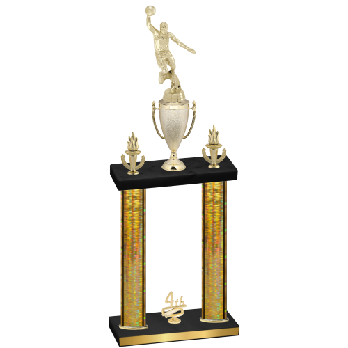 Double Gold Glacier Fourth Place Basketball Trophy
