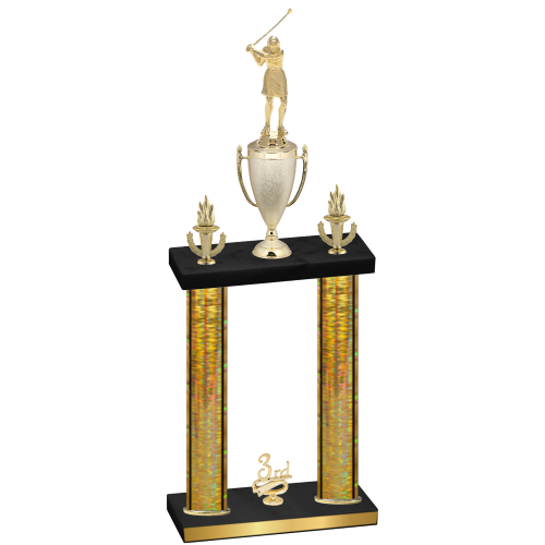 Double Gold Glacier Third Place Golf Trophy