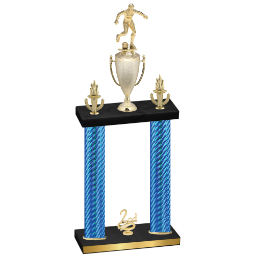 Double Blue Carbon Fiber Second Place Soccer Trophy