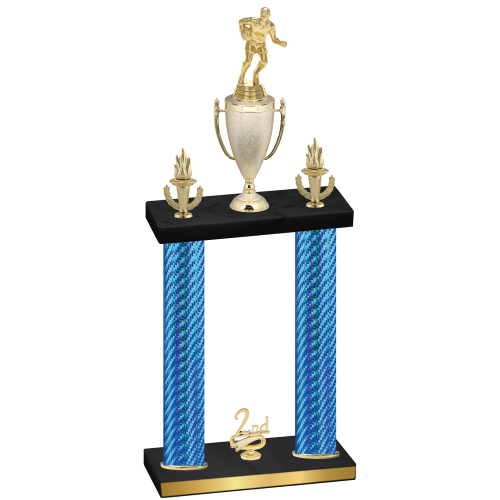 Double Blue Carbon Fiber Second Place Rugby Trophy