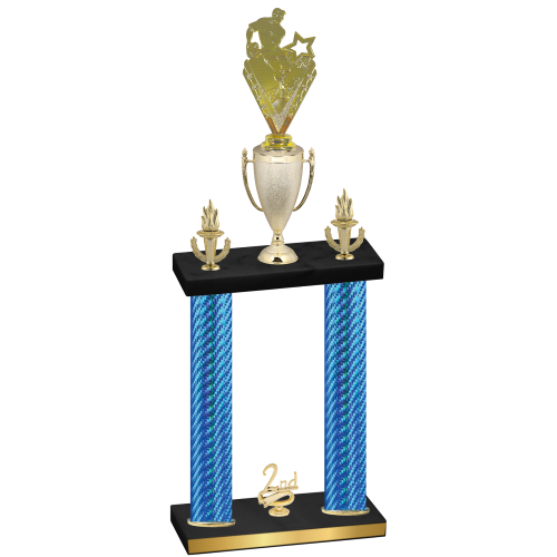 Double Blue Carbon Fiber Second Place Rugby Trophy