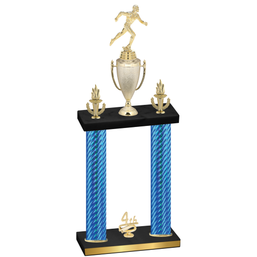 Double Blue Carbon Fiber Fourth Place Running Trophy