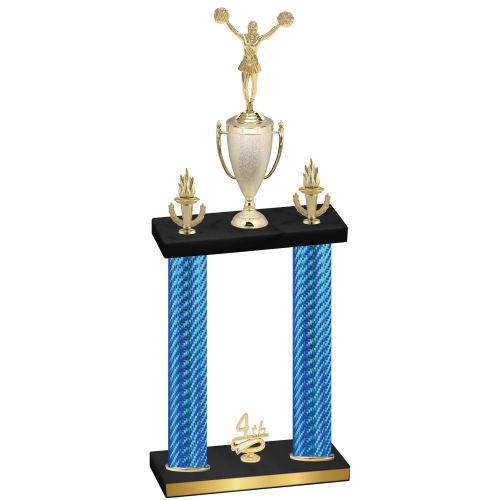 Double Blue Carbon Fiber Fourth Place Cheerleading Trophy