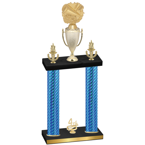 Double Blue Carbon Fiber Fourth Place Cheerleading Trophy