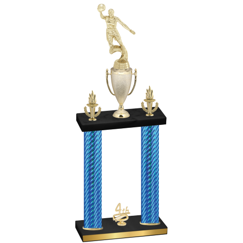 Double Blue Carbon Fiber Fourth Place Basketball Trophy