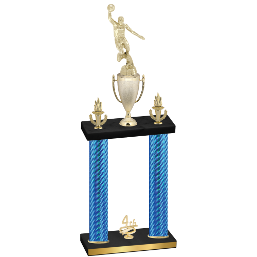 Double Blue Carbon Fiber Fourth Place Basketball Trophy