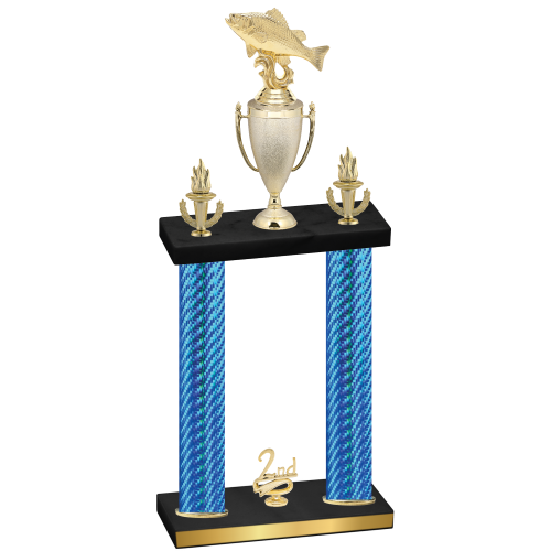 Double Blue Carbon Fiber Second Place Fishing Trophy