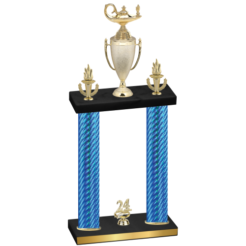 Double Blue Carbon Fiber Year Academics Trophy