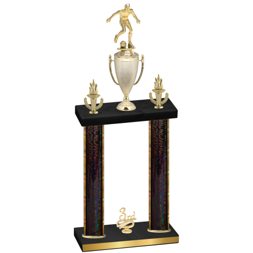Double Black Glacier Third Place Soccer Trophy