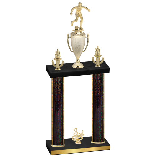 Double Black Glacier Third Place Soccer Trophy