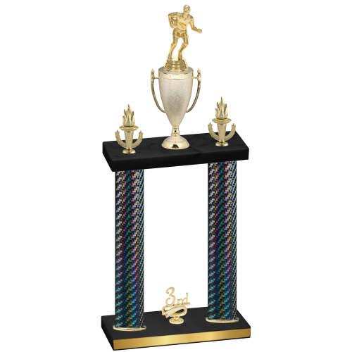 Double Black Carbon Fiber Third Place Rugby Trophy