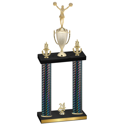 Double Black Carbon Fiber Year Cheerleading Trophy
