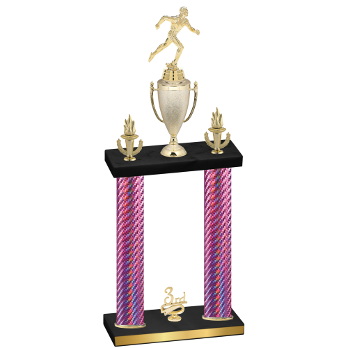Double Pink Carbon Fiber Third Place Running Trophy