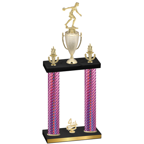 Double Pink Carbon Fiber Fourth Place Bowling Trophy