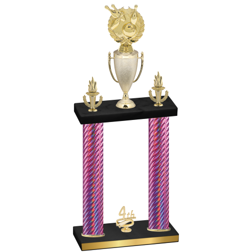 Double Pink Carbon Fiber Fourth Place Bowling Trophy