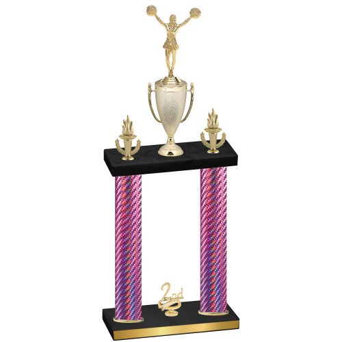 Double Pink Carbon Fiber Second Place Cheerleading Trophy