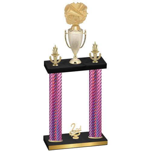 Double Pink Carbon Fiber Second Place Cheerleading Trophy