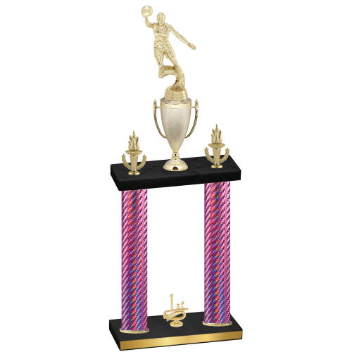 Double Pink Carbon Fiber First Place Basketball Trophy