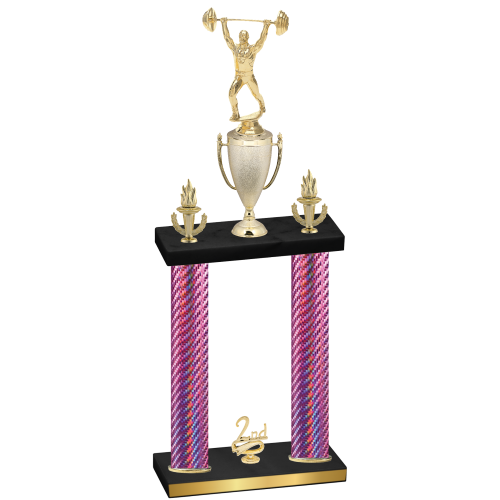 Double Pink Carbon Fiber Second Place Weights Trophy