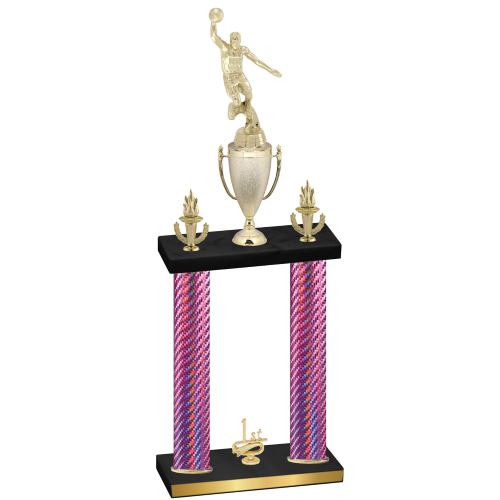 Double Pink Carbon Fiber First Place Basketball Trophy