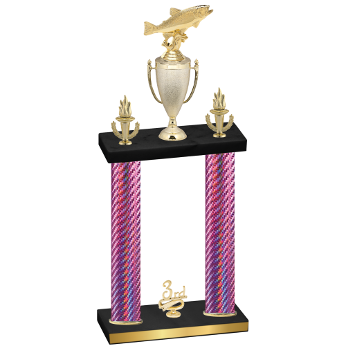 Double Pink Carbon Fiber Third Place Fishing Trophy