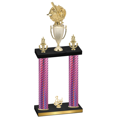 Double Pink Carbon Fiber Third Place Baseball Trophy
