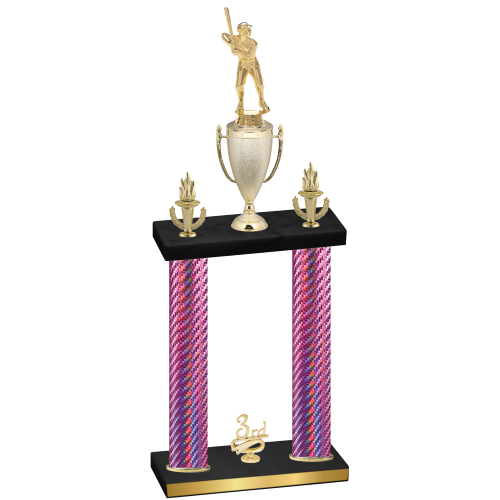 Double Pink Carbon Fiber Third Place Baseball Trophy