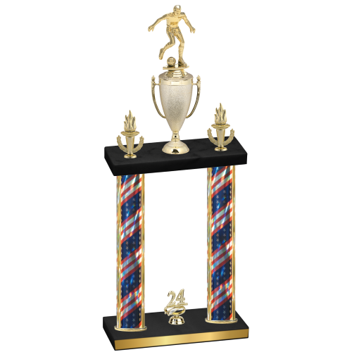 Double Flag USA Year Soccer Trophy