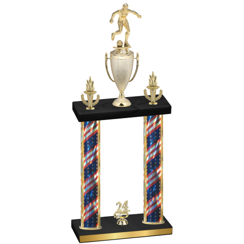 Double Flag USA Year Soccer Trophy