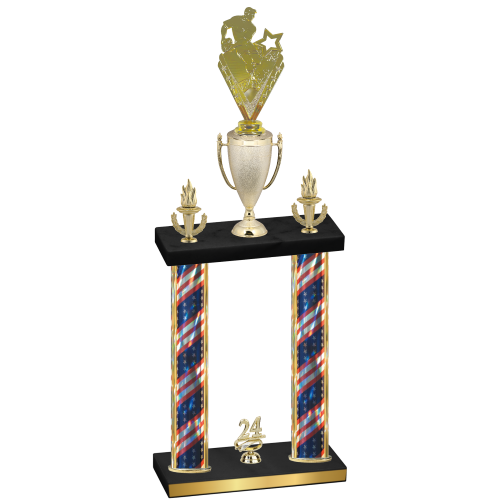 Double Flag USA Year Rugby Trophy