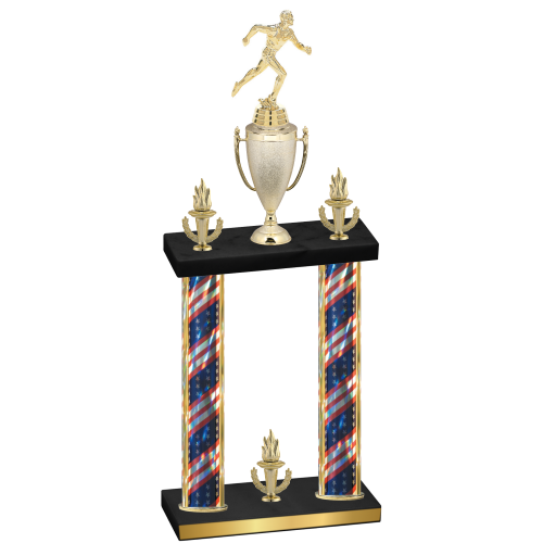 Double Flag USA Victory Running Trophy