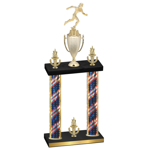 Double Flag USA Victory Running Trophy