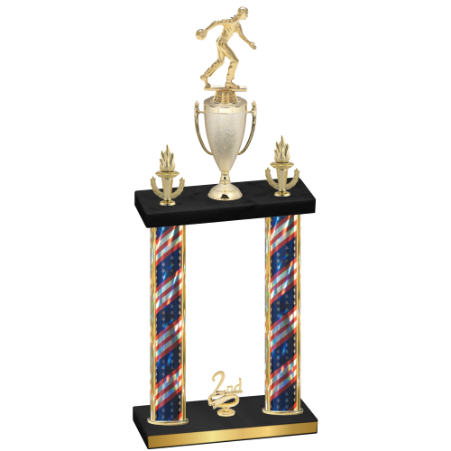Double Flag USA Second Place Bowling Trophy