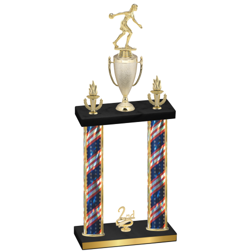 Double Flag USA Second Place Bowling Trophy