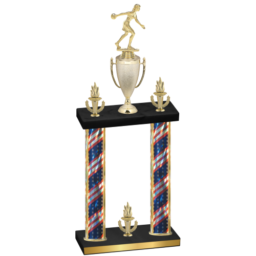 Double Flag USA Victory Bowling Trophy