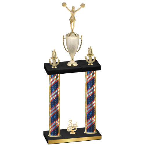 Double Flag USA Third Place Cheerleading Trophy