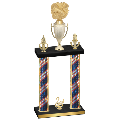 Double Flag USA Second Place Cheerleading Trophy