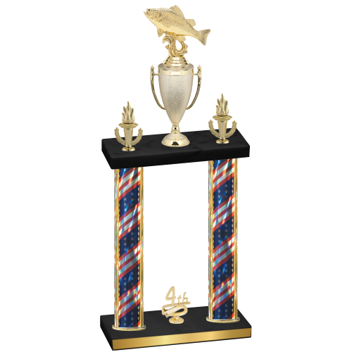 Double Flag USA Fourth Place Fishing Trophy