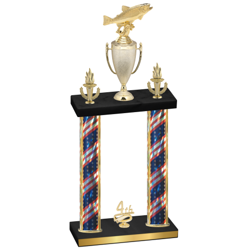 Double Flag USA Fourth Place Fishing Trophy