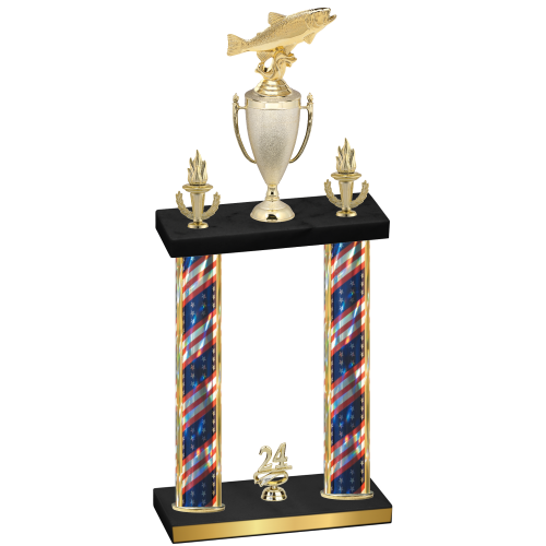 Double Flag USA Year Fishing Trophy