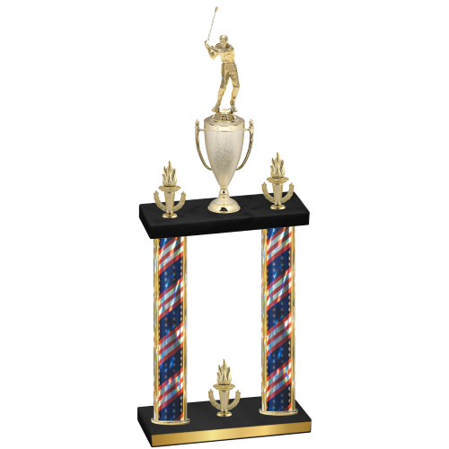 Double Flag USA Victory Golf Trophy