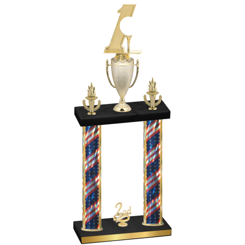 Double Flag USA Second Place Golf Trophy