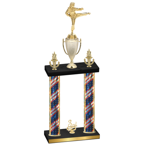 Double Flag USA Third Place Karate Trophy
