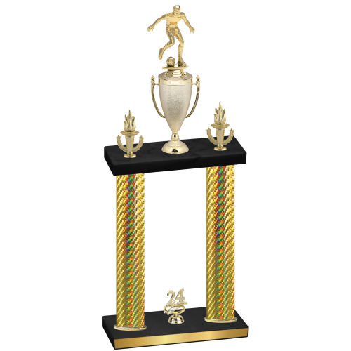 Double Gold Carbon Fiber Year Soccer Trophy