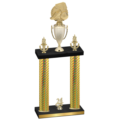 Double Gold Carbon Fiber Year Soccer Trophy