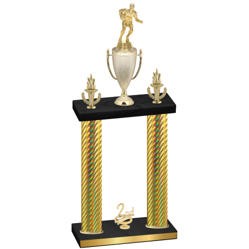Double Gold Carbon Fiber Second Place Rugby Trophy