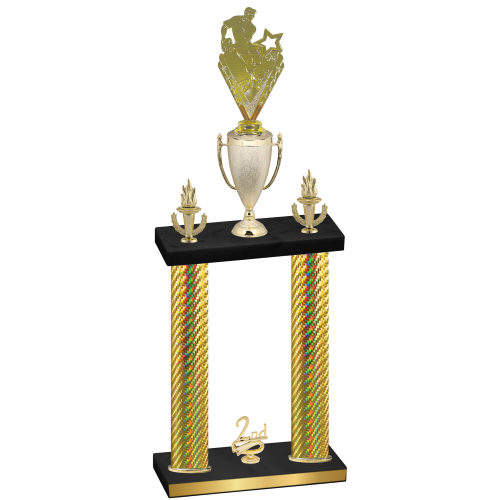 Double Gold Carbon Fiber Second Place Rugby Trophy
