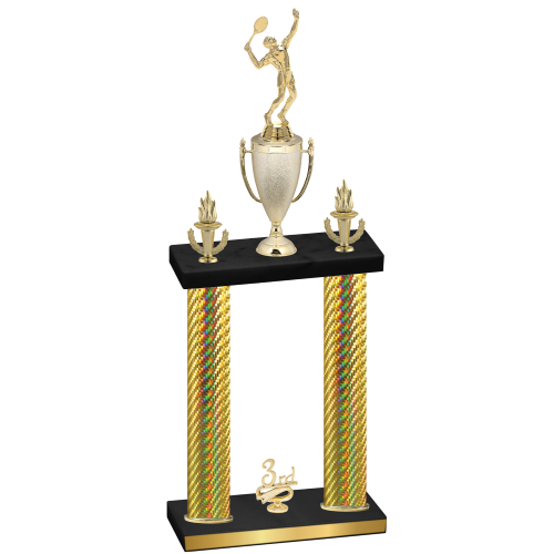 Double Gold Carbon Fiber Third Place Tennis Trophy