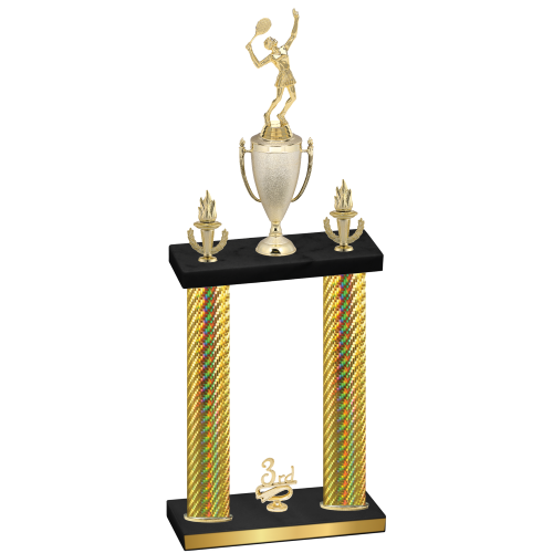 Double Gold Carbon Fiber Third Place Tennis Trophy